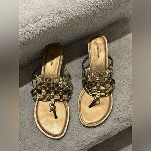Kelly & Katie Metallic Gold Studded Sandals